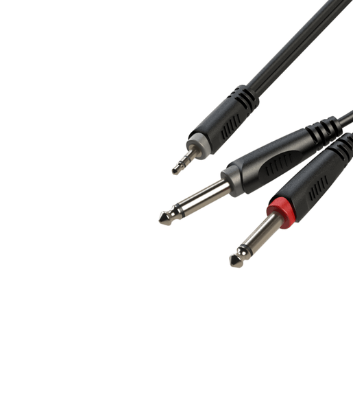 Roxtone SAYC130L2 3.5mm Stereo Jack to 2 x 6.35mm Mono Jack Audio Cable (2 Meters) - 
