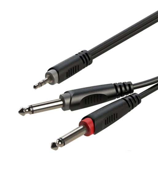 Roxtone SAYC130L3 Samurai Series 3.5mm Stereo Jack to 2 x 6.35mm Mono Jacks (3M) - 6975165352025