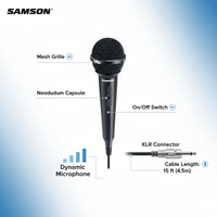 Samson Sams - SCR10S Single Handheld Microphone with On/Off Switch - 809164008347