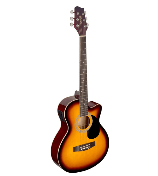 Stagg SA20ACE SNB Auditorium Cutaway Acoustic-Electric Guitar (Linden/Basswood Sunburst) - 0882030225567