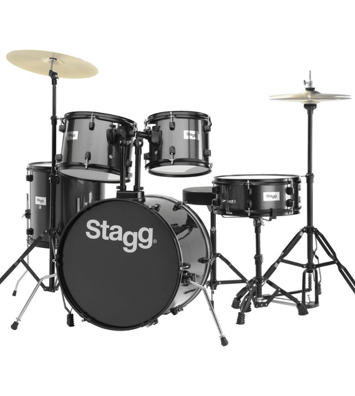 Stagg TIM122B 5-Piece Standard Acoustic Drum Set with Hardware & Cymbals - 05414428205896