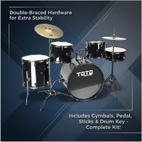 Toto TTD - 5 - BK Percussion 5 - piece Drum Set with Cymbal - Black - 