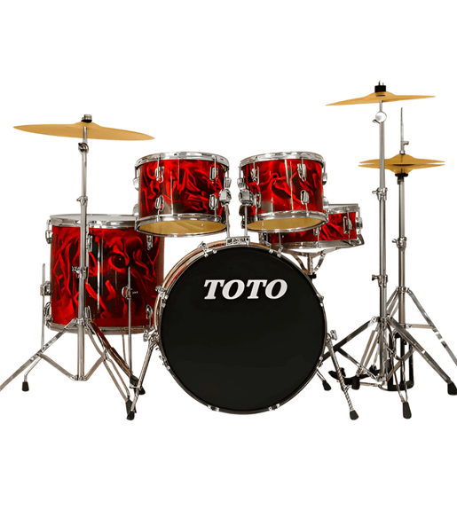 Toto TTD - 5 - RD Percussion 5 - piece Drum Set with Cymbal - Flame Red - 