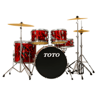 Toto TTD - 5 - RD Percussion 5 - piece Drum Set with Cymbal - Flame Red - 