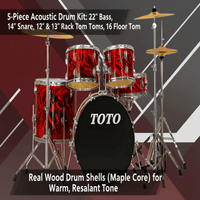 Toto TTD - 5 - RD Percussion 5 - piece Drum Set with Cymbal - Flame Red - 