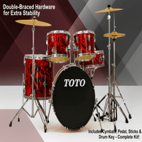 Toto TTD - 5 - RD Percussion 5 - piece Drum Set with Cymbal - Flame Red - 