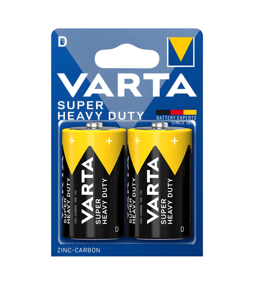 Varta 2020BP2 Superlife Size D Zinc Carbon Batteries - Pack of 2 - 4008496556342