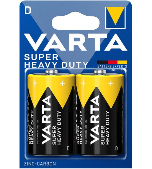 Varta 2020BP2 Superlife Size D Zinc Carbon Batteries - Pack of 2 - 4008496556342