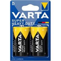 Varta 2020BP2 Superlife Size D Zinc Carbon Batteries - Pack of 2 - 4008496556342