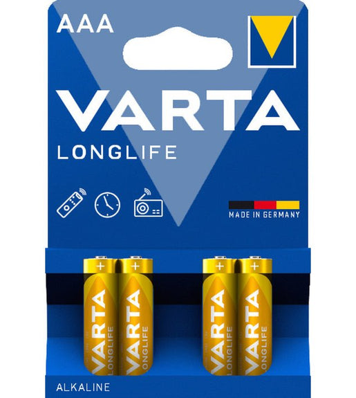 Varta 4103BP4 Longlife AAA Alkaline Batteries - Pack of 4 - 4008496525072