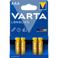 Varta 4103BP4 Longlife AAA Alkaline Batteries - Pack of 4 - 4008496525072