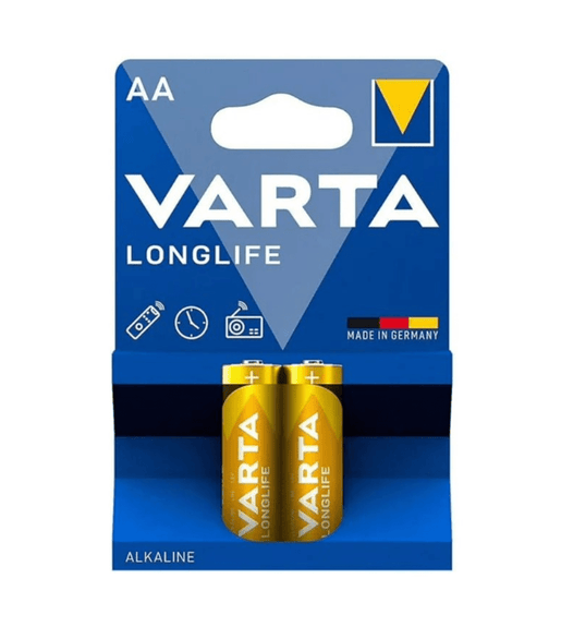VARTA 4106 Longlife AA Alkaline 1.5V Batteries (Pack of 2) - 4008496525072