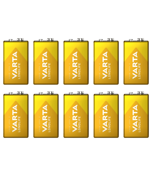 VARTA 4122 Longlife 9V Alkaline Batteries (Box of 10) - 4008496525430