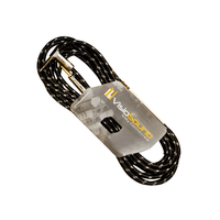 VisioSound INC001 - BK - 6 - 3M Instrument Cable 6.35 - 6.35mm Mono Right Angle 3 Meters - 