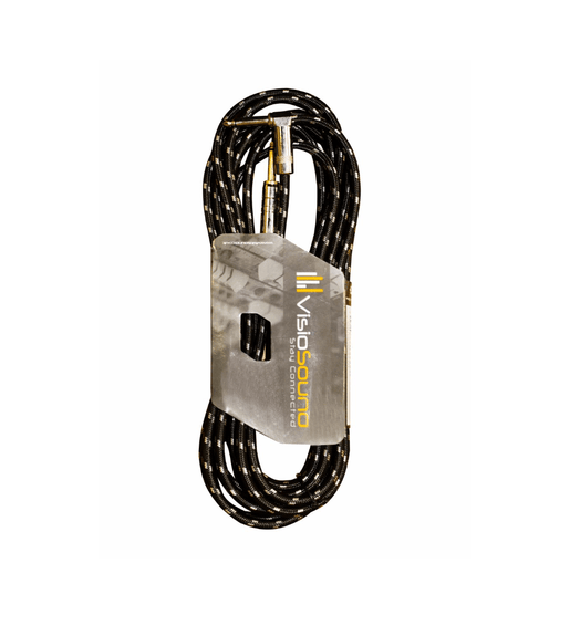 VisioSound INC001 - BK - 6M Instrument Cable 6.35mm Mono Right Angle Jack 6m - 