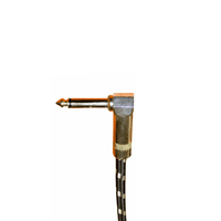 VisioSound INC001 - BK - 6M Instrument Cable 6.35mm Mono Right Angle Jack 6m - 