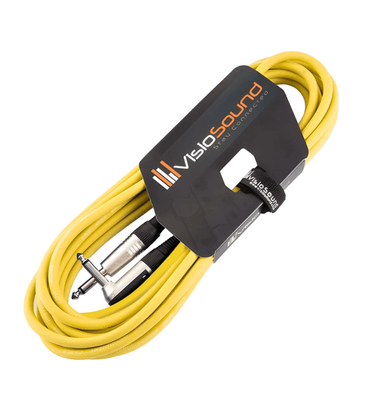 VisioSound INC001 - GR/YE - 3M Instrument Cable 6.35 - 6.35mm Mono Right Angle 3m - 