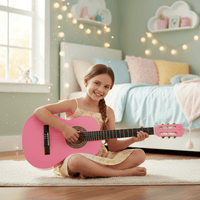 Vizcaya VC-134-Pink 34-Inch 1/2 Size Classical 6-String Guitar - Pink - 