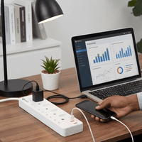 Waco A0013170 / SN028USB 8-Way Multiplug Extension Socket with USB (0.5m) - 