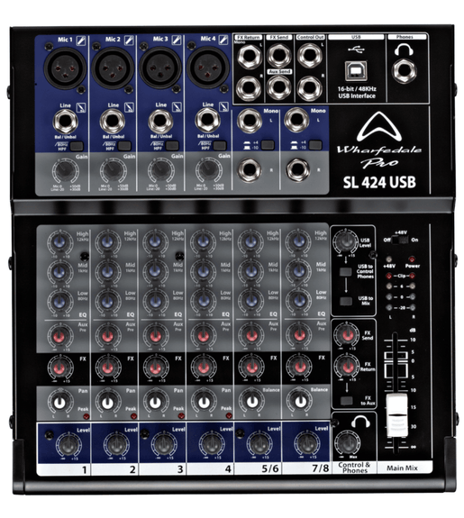 Wharfedale Pro SL424USB 4-Channel Analog Studio Mixer with USB Interface - 703340661961