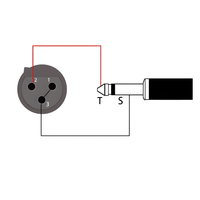 XLR Female (Cannon) to 6.35mm mono Jack Adaptor - 