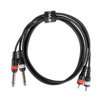 XMAX CX1.5SIG-2J-2RCA Dual 6.35mm Mono Jack to Dual RCA Audio Interconnect Cable (1.5 Meters) - 