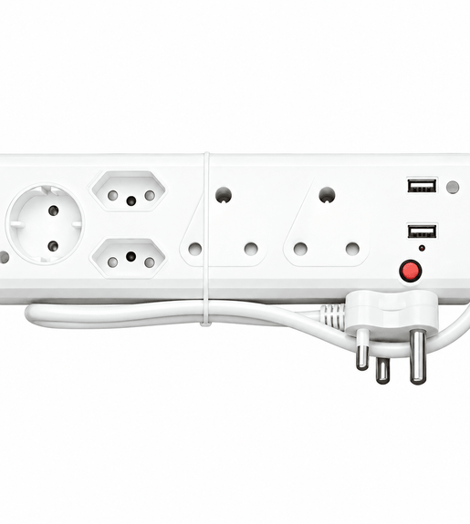 Zapalec MUL5USB 5-Way Multiplug with Dual USB Ports - 