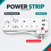 Zapalec MUL5USB 5-Way Multiplug with Dual USB Ports - 